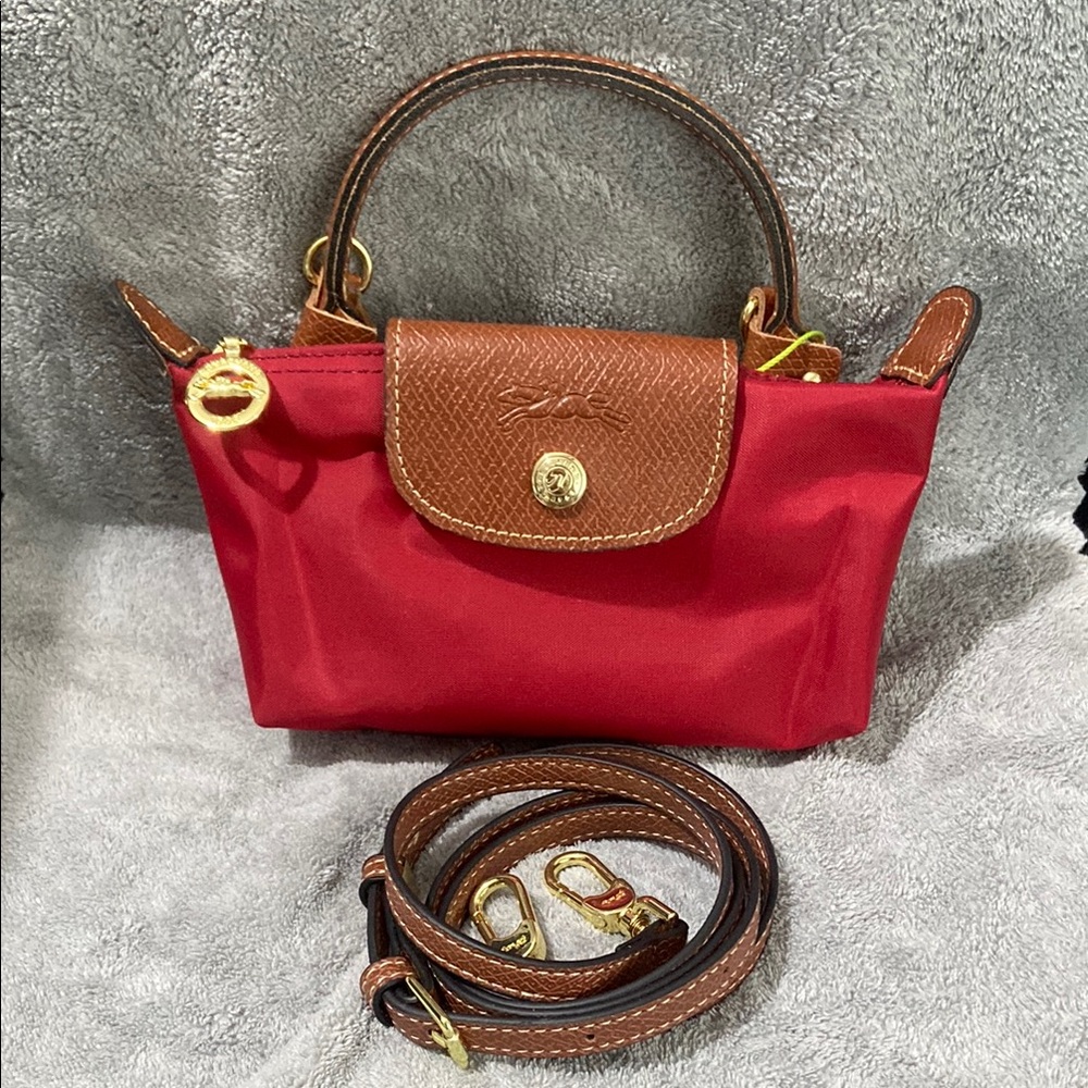 Longchamp Le Pliage Red Canvas Cosmetics Case